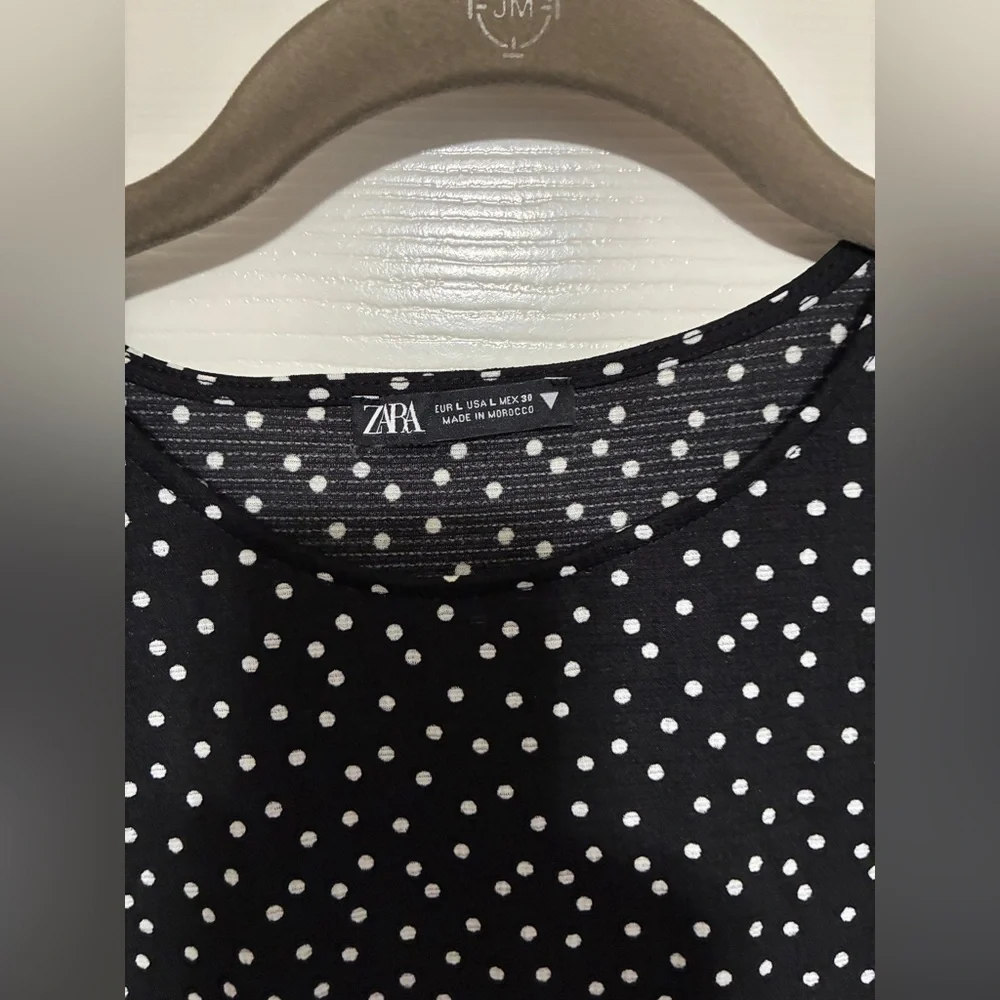 Zara Black/White Polka Dots Midi Dress. Size L. Classy. Feminine. Charming. - Picture 6 of 8